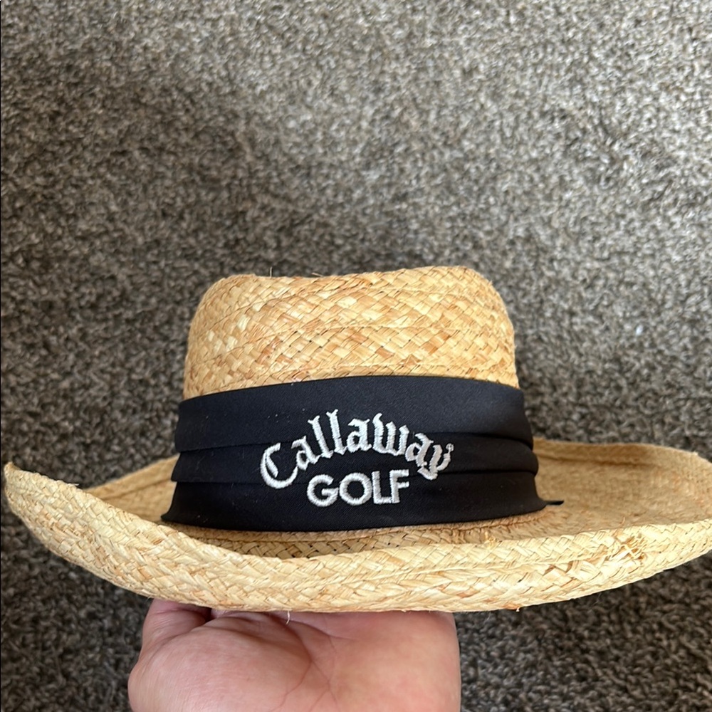 Callaway Tan Straw Golf Hat with Black Band
